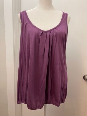 Massimo Purple Pleated Scoop Neck Tank